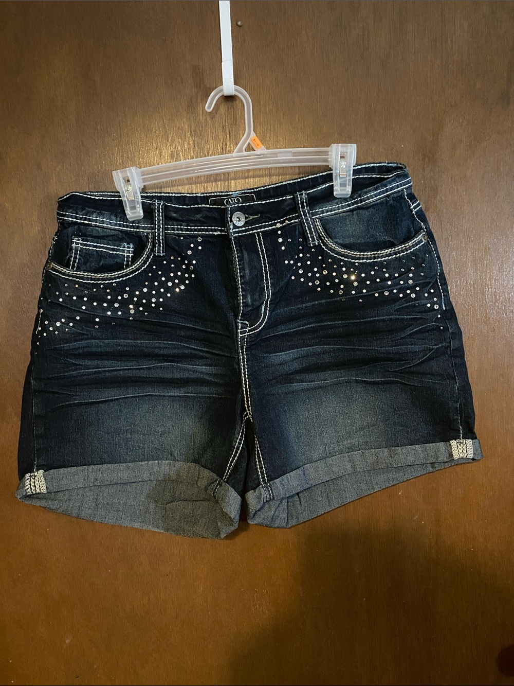 Cato Dark Wash Denim Shorts with Silver Stud Accents